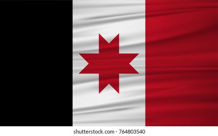 Udmurtia flag vector. Vector flag of Udmurtia blowig in the wind. EPS 10.
