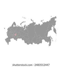 Udmurtia map, administrative division of Russia. Vector illustration.