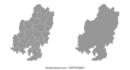 Udmurtia map, administrative division of Russia. Vector illustration.