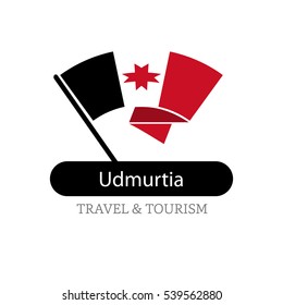 Udmurtia The Travel Destination logo - Vector travel company logo design - Country Flag Travel and Tourism concept t shirt graphics - vector illustration