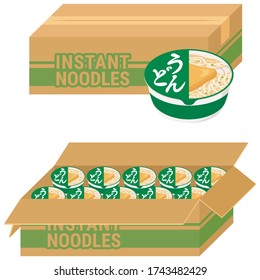 Udon in cardboard. "Japanese : udon"