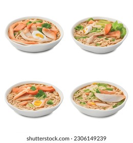 Udon Extravaganza in 3D: A Striking Menu Icon for Culinary Enthusiasts. Enhance your menu with a visually captivating vector graphic, highlighting the irresistible allure of udon noodles  