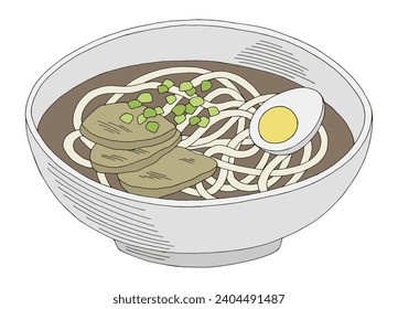 Udon food graphic color sketch illustration vector