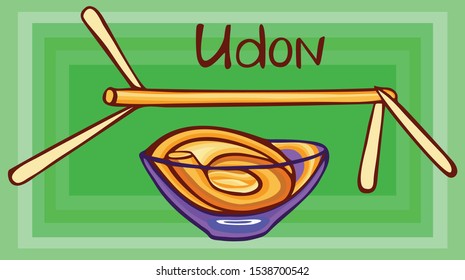 Udon. Food. Sweet noodles. To advertise noodles, food. In color