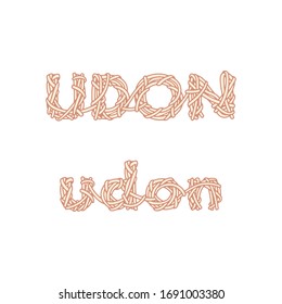 Udon Text Noodles design. Vector Illustration for Graphic Design, Template Ramen vector Illustration.Isolated on white background. 