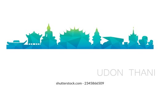 Udon Thani, Thailand Low Poly Skyline Clip Art City Design. Geometric Polygon Graphic Horizon Icon. Vector Illustration Symbol.