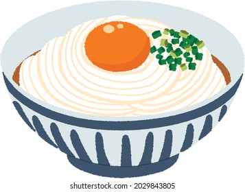 Udon is a thick noodle made from wheat flour, used in Japanese cuisine. It is a comfort food for many Japanese people. Hot soup with a mild broth made from dashi, soy sauce, and mirin.