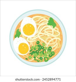 Udon es una comida típica japonesa que consiste en sopa, fideos, mostaza verde, cebollas verdes, huevos y carne