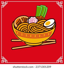 udon Vector ramen vibes Vector ramen noodle japanese food flat.