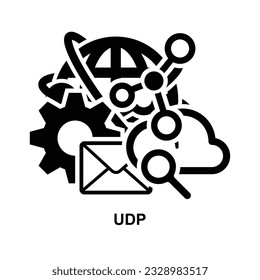 UDP icon. User datagram protocol isolated on background vector illustration.