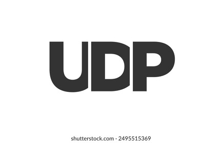 PLANTILLA de diseño de logotipo UDP con texto fuerte y moderno en negrita. Logotipo de Vector inicial basado en tipografía simple y mínima. Identidad de empresa de moda ideal para la presencia de marca de negocios.