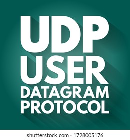 UDP - User Datagram Protocol is one of the core members of the Internet protocol suite, acronym text concept background