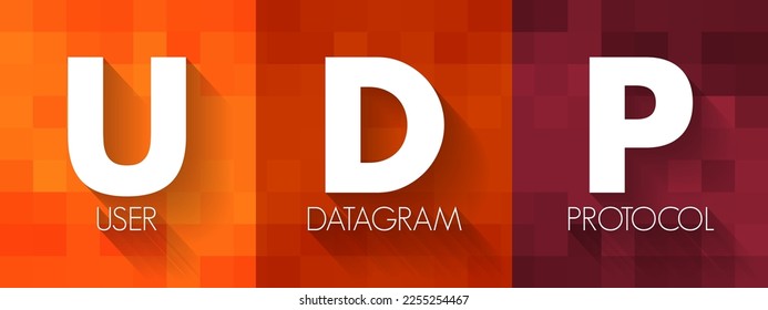 UDP - User Datagram Protocol is one of the core members of the Internet protocol suite, acronym text concept background