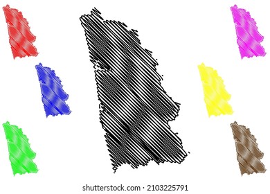 Udupi district (Karnataka State, Republic of India, Mysore Division) map vector illustration, scribble sketch Udupi map