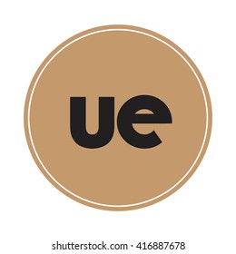 ue brown letters ,abstract background logo, design identity in circle, alphabet letter