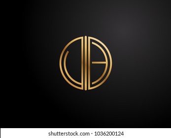 UE circle Shape Letter logo Design in gold color
