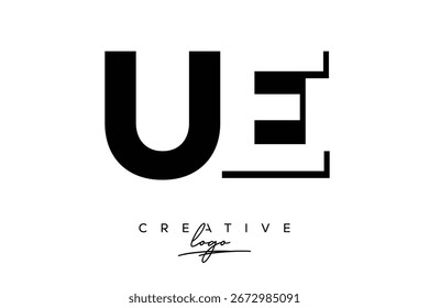 Logotipo creativo minimalista de espacio negativo de UE con monograma moderno para marca y logotipo de marca comercial con letras iniciales Diseño de logotipo para marca.
