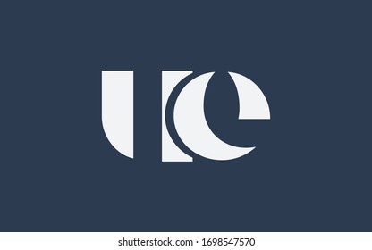 ue or eu and u or e Lowercase Letter Initial Logo Design, Vector Template