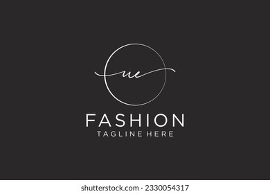 UE Feminine logo beauty monogram and elegant logo design, handwriting logo of initial signature, wedding, fashion, floral and botanical with creative template.