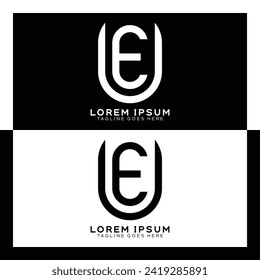 UE initial letter logo. Alphabet U and E pattern design monogram