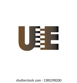 UE Initial Letter with Zip Logo Vector