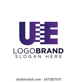  ue Initial letter with zipper logo vector template