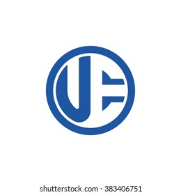 UE initial letters circle business logo blue