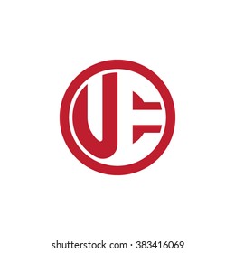 UE initial letters circle business logo red