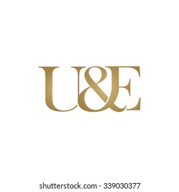 U&E Initial logo. Ampersand monogram golden logo