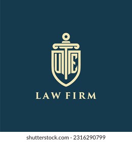 UE initial monogram for law firm with sword and shield logo image