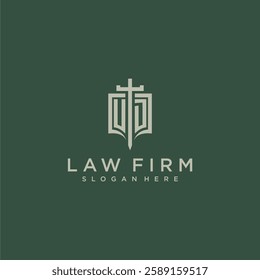 UE initial monogram for law firm with sword and shield logo image