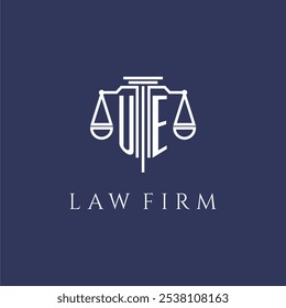 UE initial monogram for lawfirm logo with scales vector image