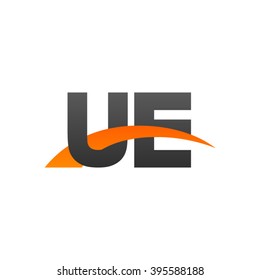 UE initial overlapping swoosh letter logo black orange