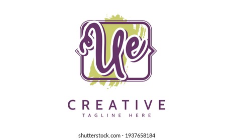 UE Initials, handwriting logo vector