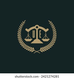 UE initials for law firm logo icon design vector image