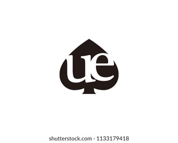 The ue initials logo inside the black shovel