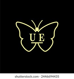 UE Initials Luxury Butterfly logo Vector illustration