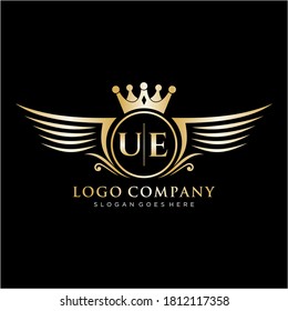 UE Letter Initial with Royal Wing Logo Template.