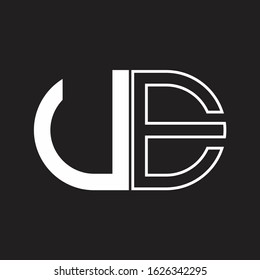 UE Letter logo monogram with oval shape negative space design template