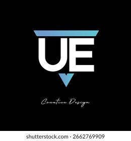 Logotipo de letra UE en triángulo - Monograma de degradado moderno para el diseño de marca e identidad