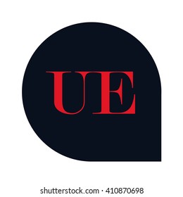 UE Letters red , Abstract black background logo, Design identity in shape, Alphabet letter