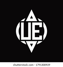 UE Logo with circle rounded combine triangle top and bottom side design template