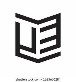 UE Logo Emblem Monogram With Shield Style Design Template Isolated On white Background