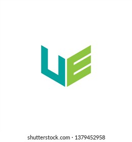 UE Logo Letter Initial With Blue and Green Colors
