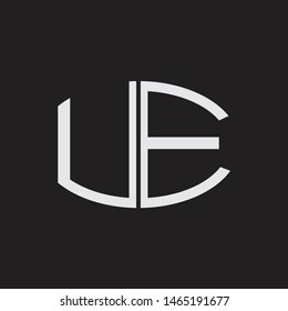 UE Logo letter oval monogram design template with black and white colors