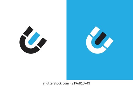 Ue logo in magnet shape design vector templates 