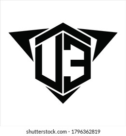 EU-Logo-Monogramm mit Flügel-Pfeil um die Design-Vorlage auf weißem Hintergrund