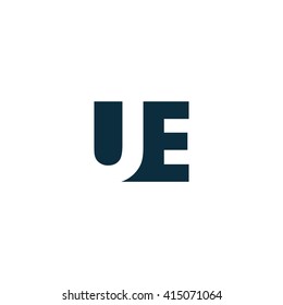 UE Logo. Vector Graphic Branding Letter Element. White Background