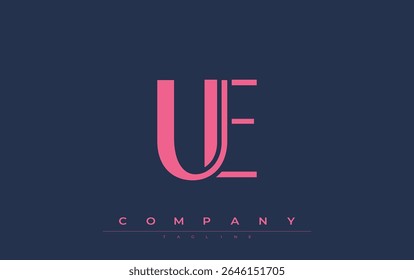 UE Modern Initials Logo Design. Logotipo de marca com iniciais estilizadas apresentando design arrojado e estética moderna. Ideal para profissionais de marca de negócios ou projetos criativos com foco em minimalista