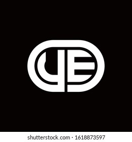 UE monogram logo with an oval style on a black background